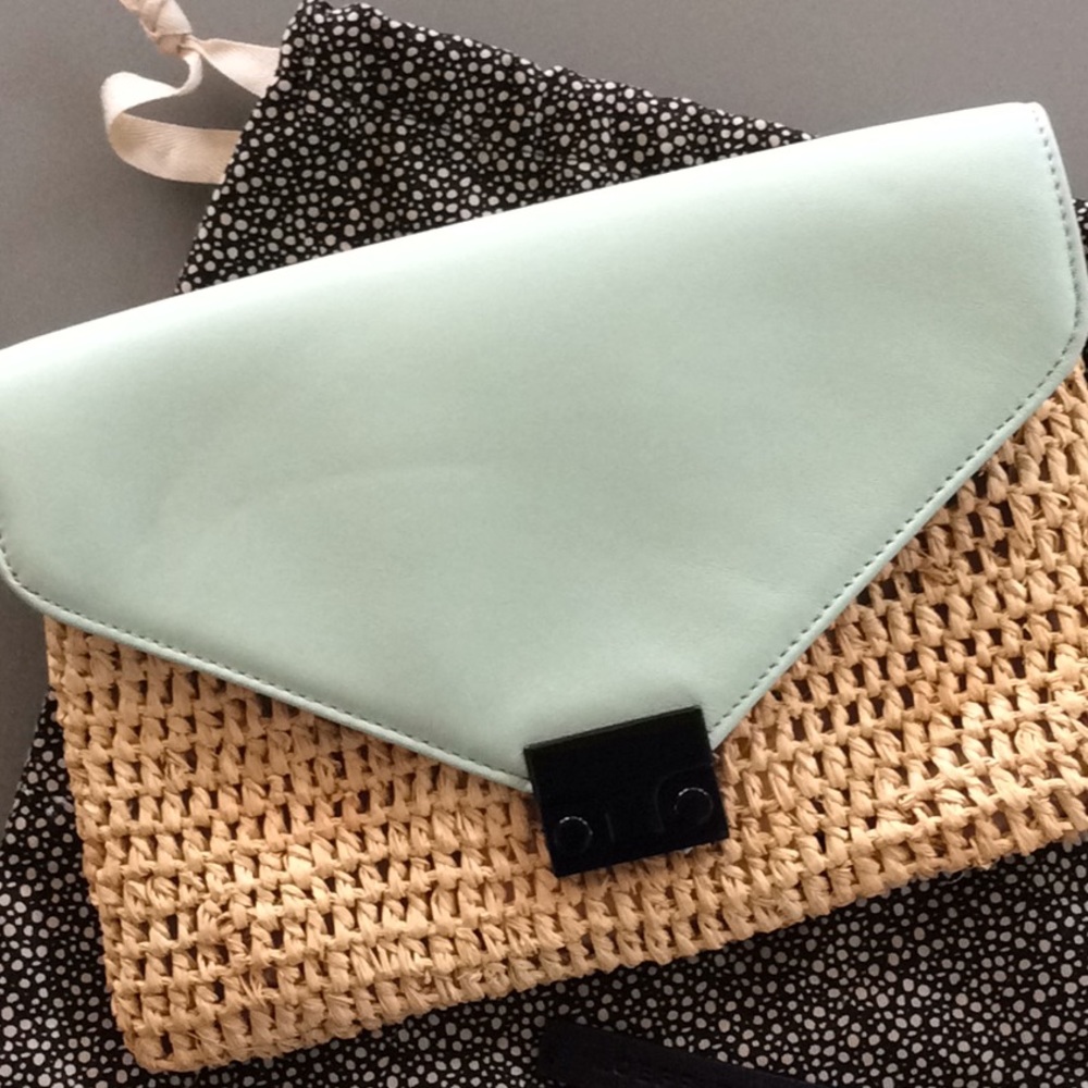 Loeffler Randall Leather & Straw Clutch